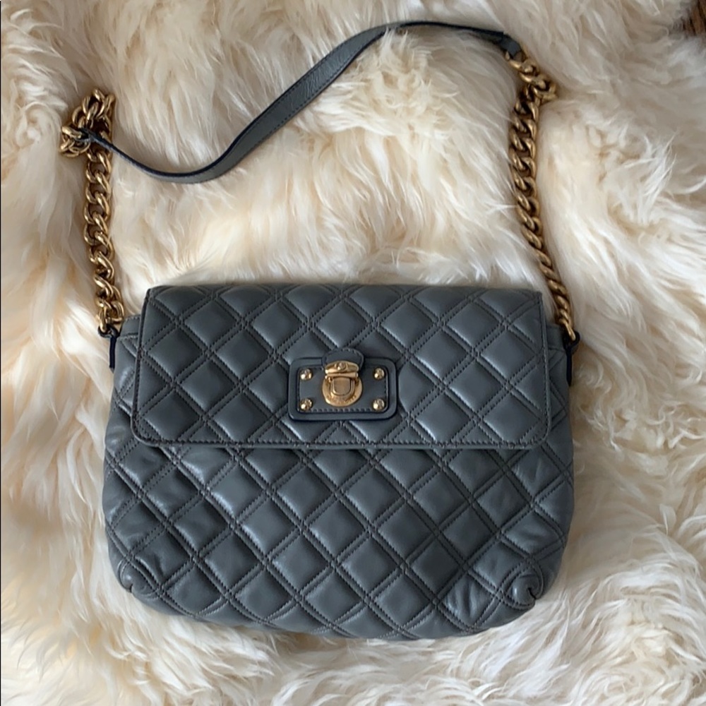Marc Jacobs grey quilted chain bag purse